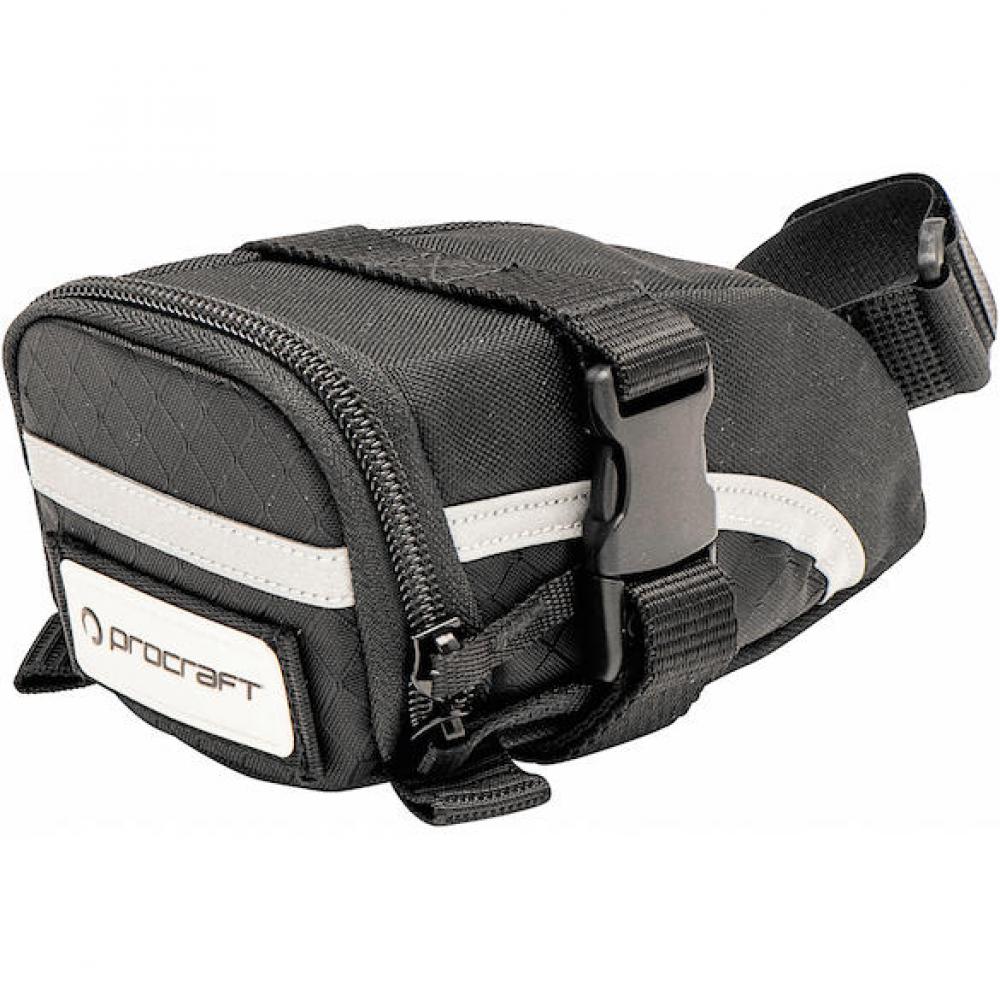 Procraft Satteltasche Mini II 0,5 l Schwarz - kompakte Fahrrad-Werkzeugtasche mit Riemenbefestigung