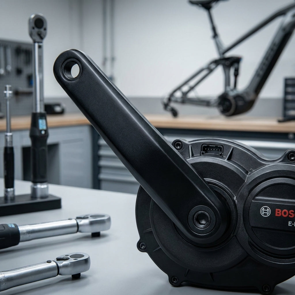 Stronglight MAGAN 4 E-Bike Kurbel-Set aus schwarzem Aluminium für Bosch-Motoren, 170mm, ISIS, 13mm Offset.