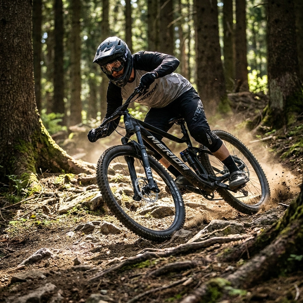 Merida COMP TR Vario-Sattelstütze am Mountainbike. Perfekt für All-Mountain & Enduro. 125mm Verstellweg, 31,6mm.