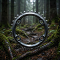 SHIMANO SLX FC-M7000-11 30Z Kettenblatt, auf moosigen Wurzeln im Wald, für effizienten 11-fach MTB-Antrieb.