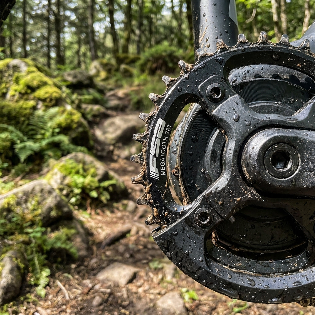 FSA Megatooth Kettenblatt 38 Zähne Stahl für Bosch Gen4 E-Bike Motoren. Direct Mount, robust und langlebig für optimale Kraftübertragung.