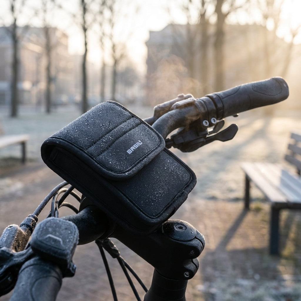 Basil E-Bike Displayschutz aus Neopren für Bosch Shimano-Steps. Optimaler Kälte- und Kratzschutz. Langlebiges Zubehör.