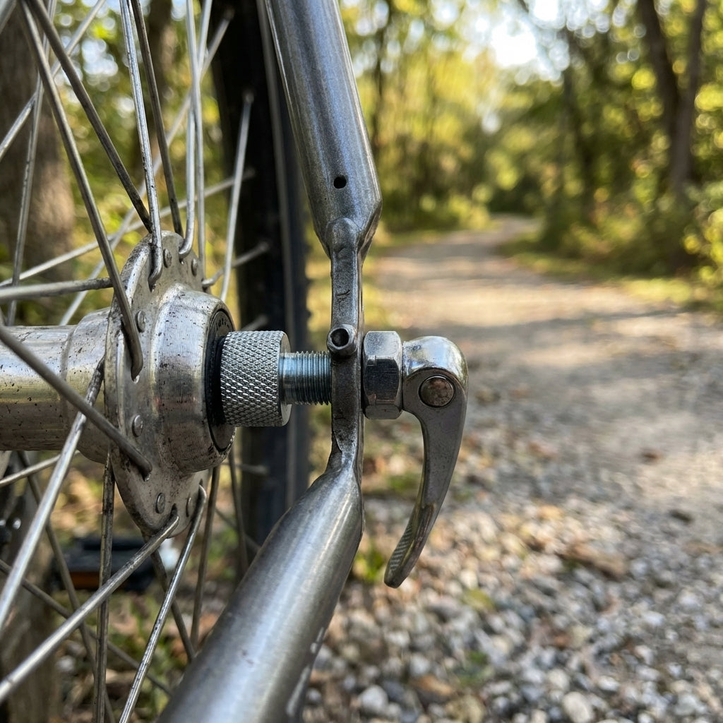 Silberner Burley Kupplungsadapter 960040 für Fahrradanhänger an Schnellspanner-Achse.