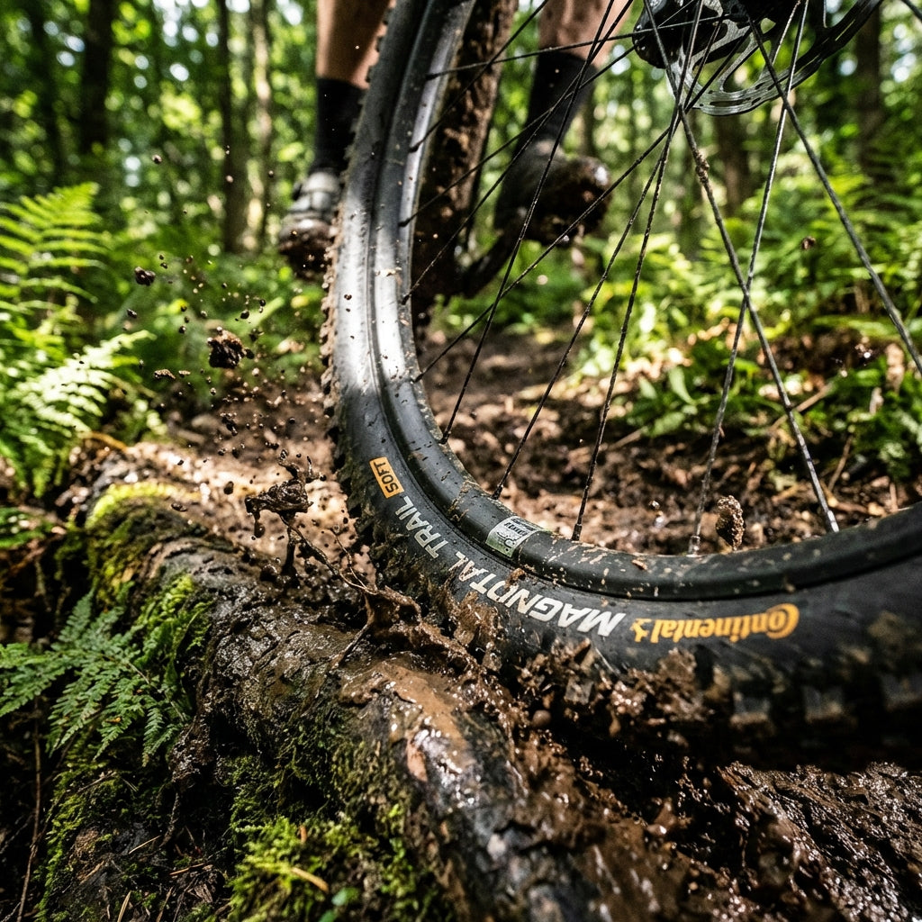 Continental Magnotal Trail Soft Faltreifen auf Mountainbike in anspruchsvollem Gelände. Maximaler Grip und Kontrolle für Trails.