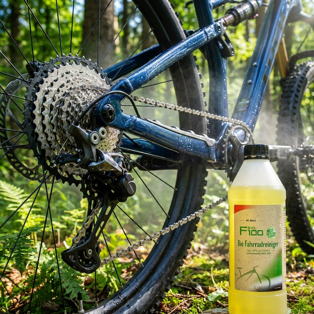 DR WACK F100 Premium BIO Fahrradreiniger 2L Kanister. Umweltfreundliche Fahrradpflege für saubere Räder und die Natur.