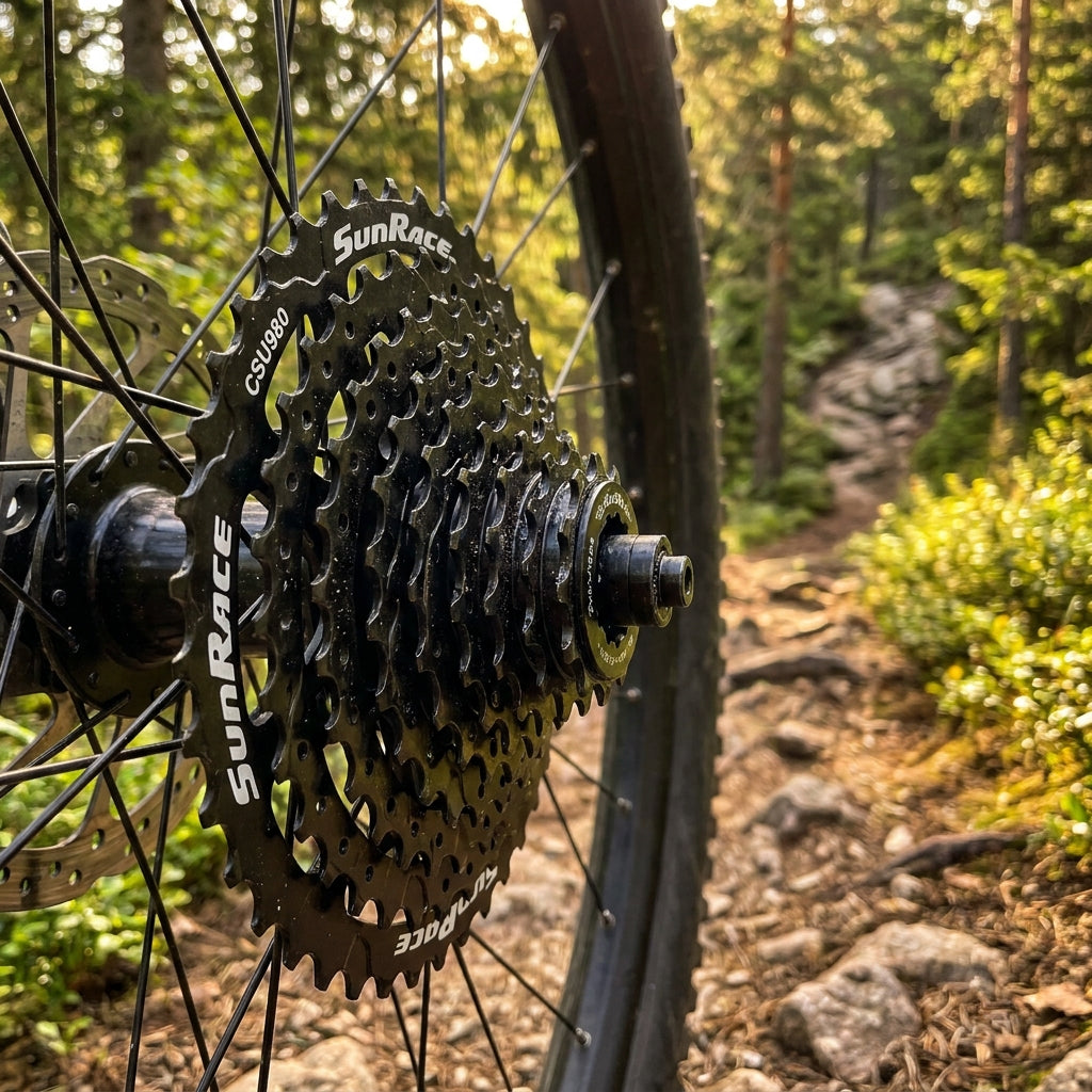 SunRace CSU980 9-fach Kassette 11-46T schwarz. Robuste MTB Kassette für Linkglide & CUES. Präzise Schaltperformance.