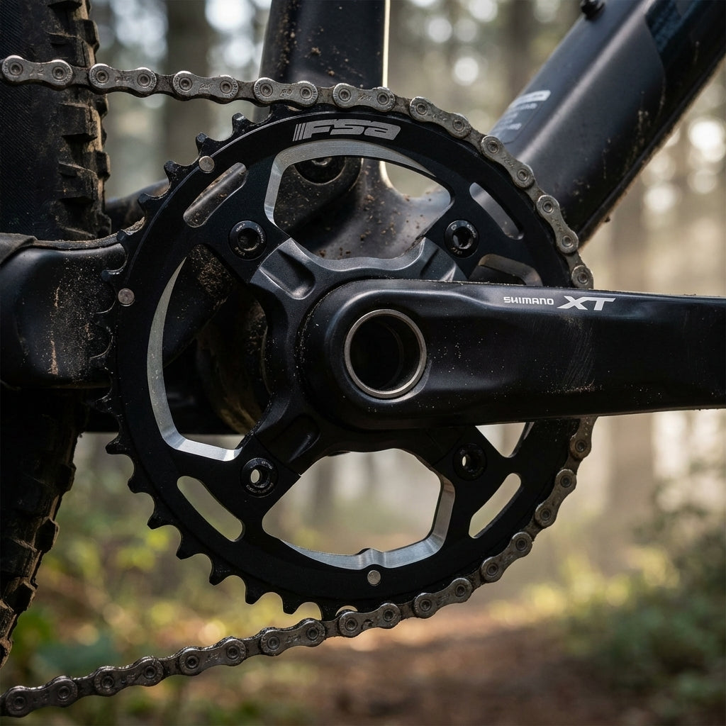 FSA MTB Kettenblatt 4-Arm 32 Zähne in Schwarz für präzise Schaltung und 104 mm Lochkreis.