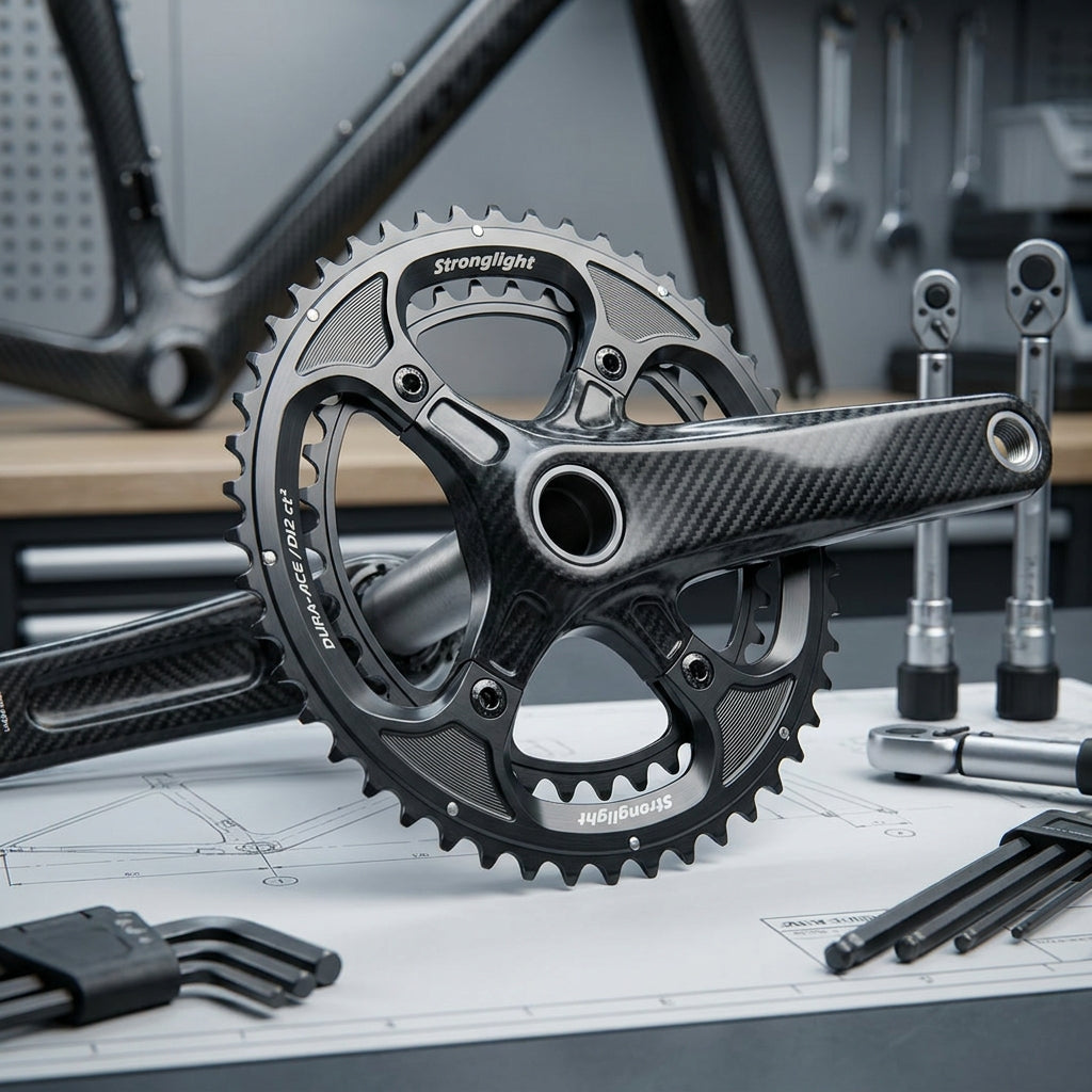 Stronglight Kettenblatt Dura-Ace DI2 11-fach, Alu 7075-T6. Optimiert für Rennrad-Performance und präzise Schaltvorgänge.