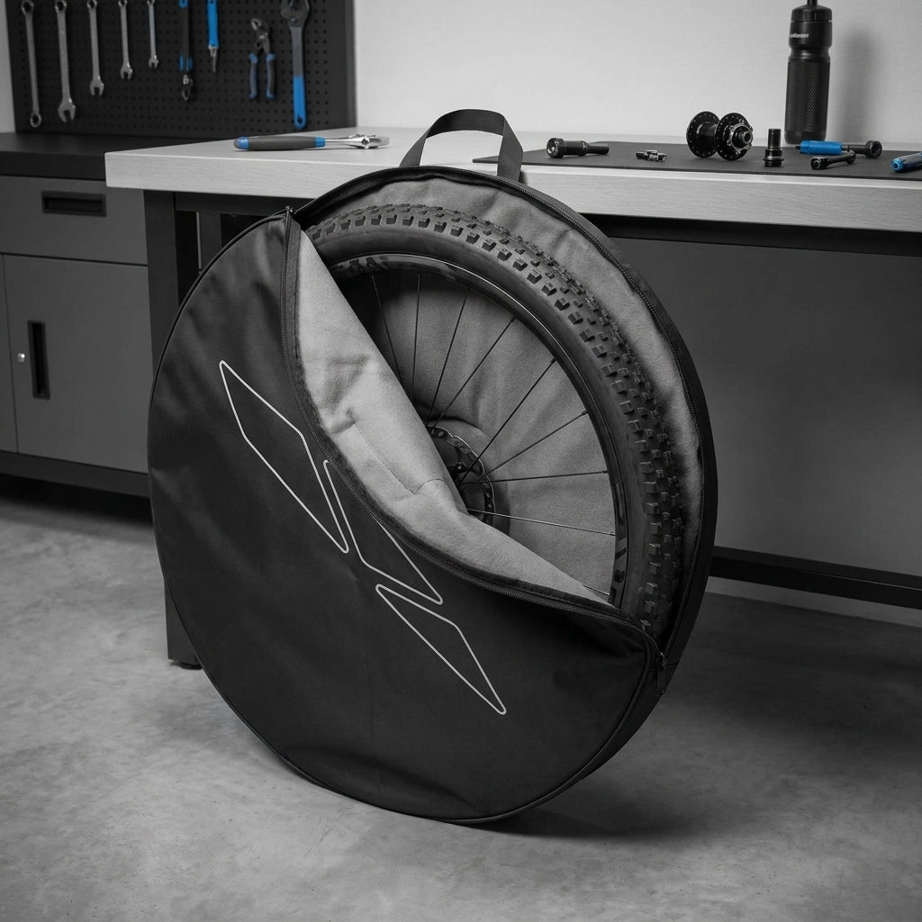 M-Wave Laufradtasche gepolstert für 29 Zoll Laufräder. Spritzwassergeschützt mit Naben-Schutz. Ideal für Fahrrad Transport & Lagerung.