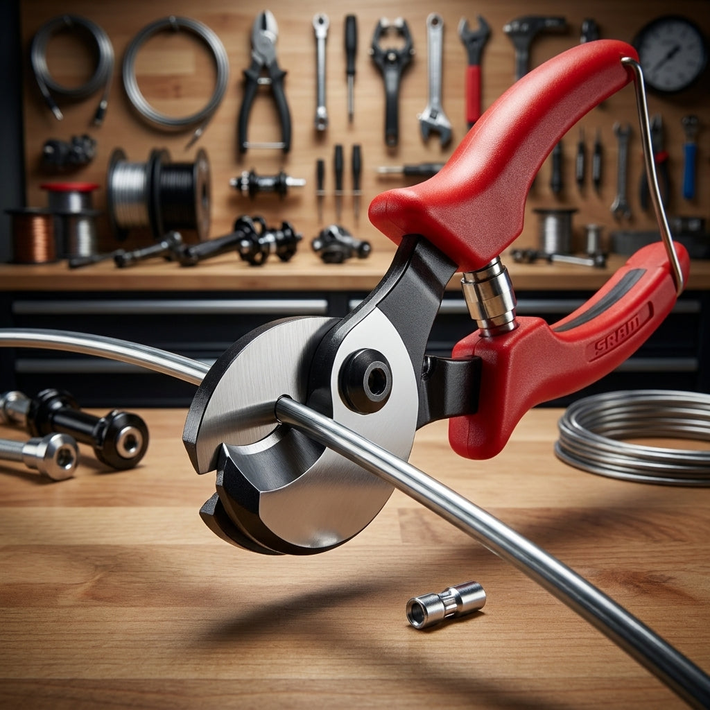 SRAM Cable Cutter Tool mit Crimper: Präzisionszange für saubere Fahrradkabel-Schnitte und sicheres Verpressen von Endkappen.