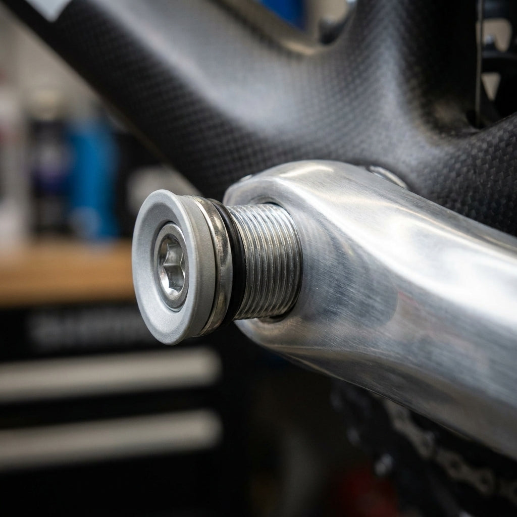 SHIMANO Kurbelbefestigungsschraube FC-R345 M8x1 Silber für sichere Kurbelmontage am Fahrrad.