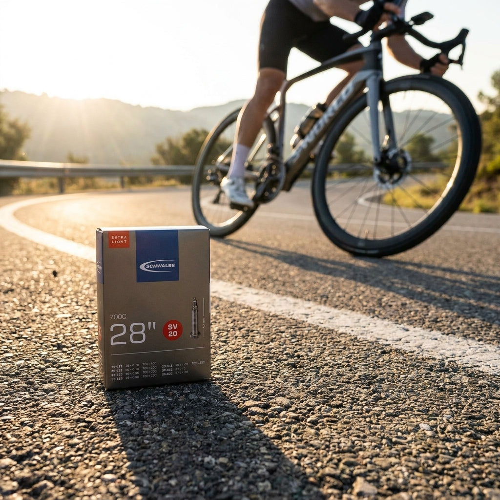 Schwalbe SV20 extra leichter Fahrradschlauch 28 Zoll. Performance und Zuverlässigkeit für Rennräder. Weniger Gewicht, mehr Speed.