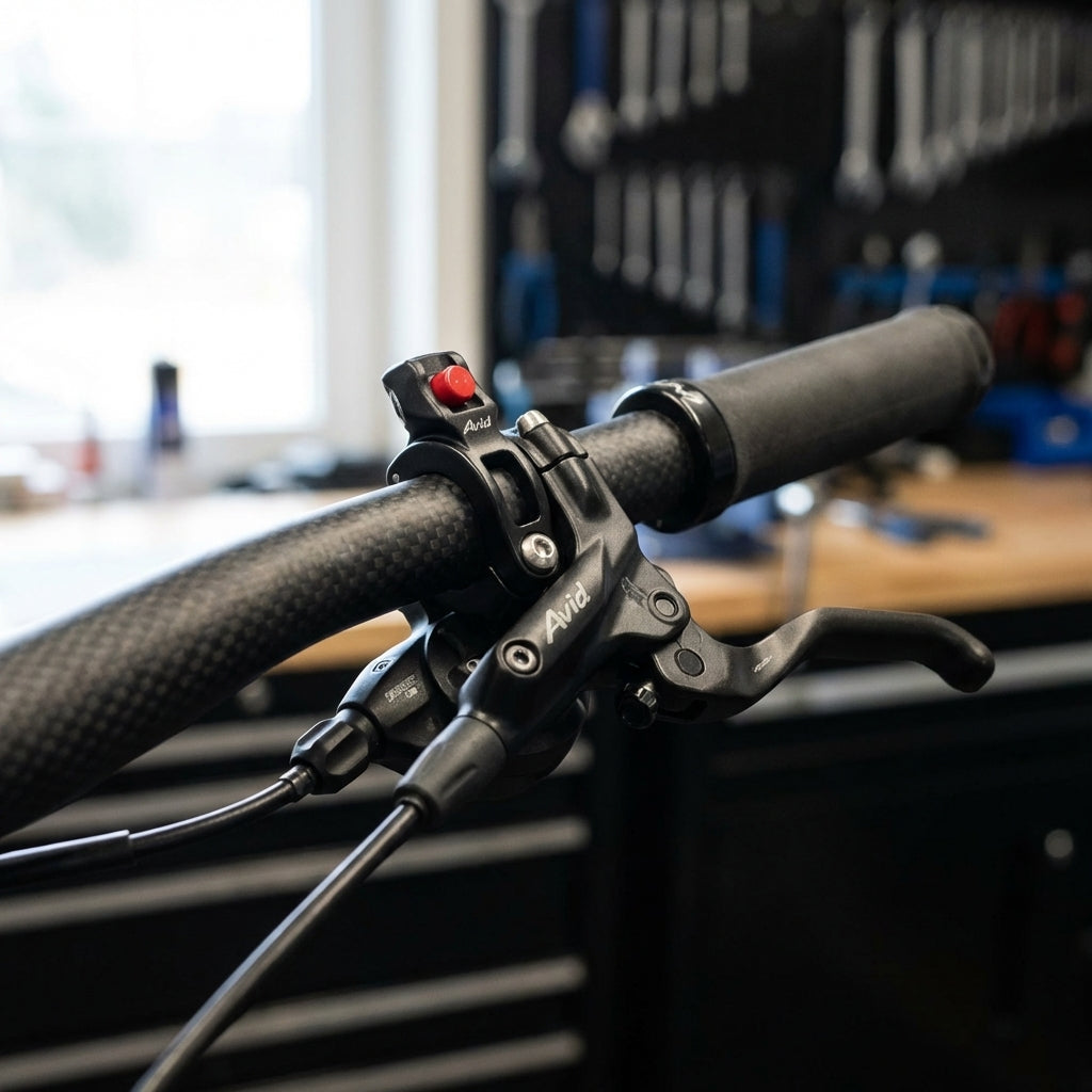 Avid MatchMaker X Befestigungsschelle schwarz für Brems-Schalthebel links am Carbon-Fahrradlenker.