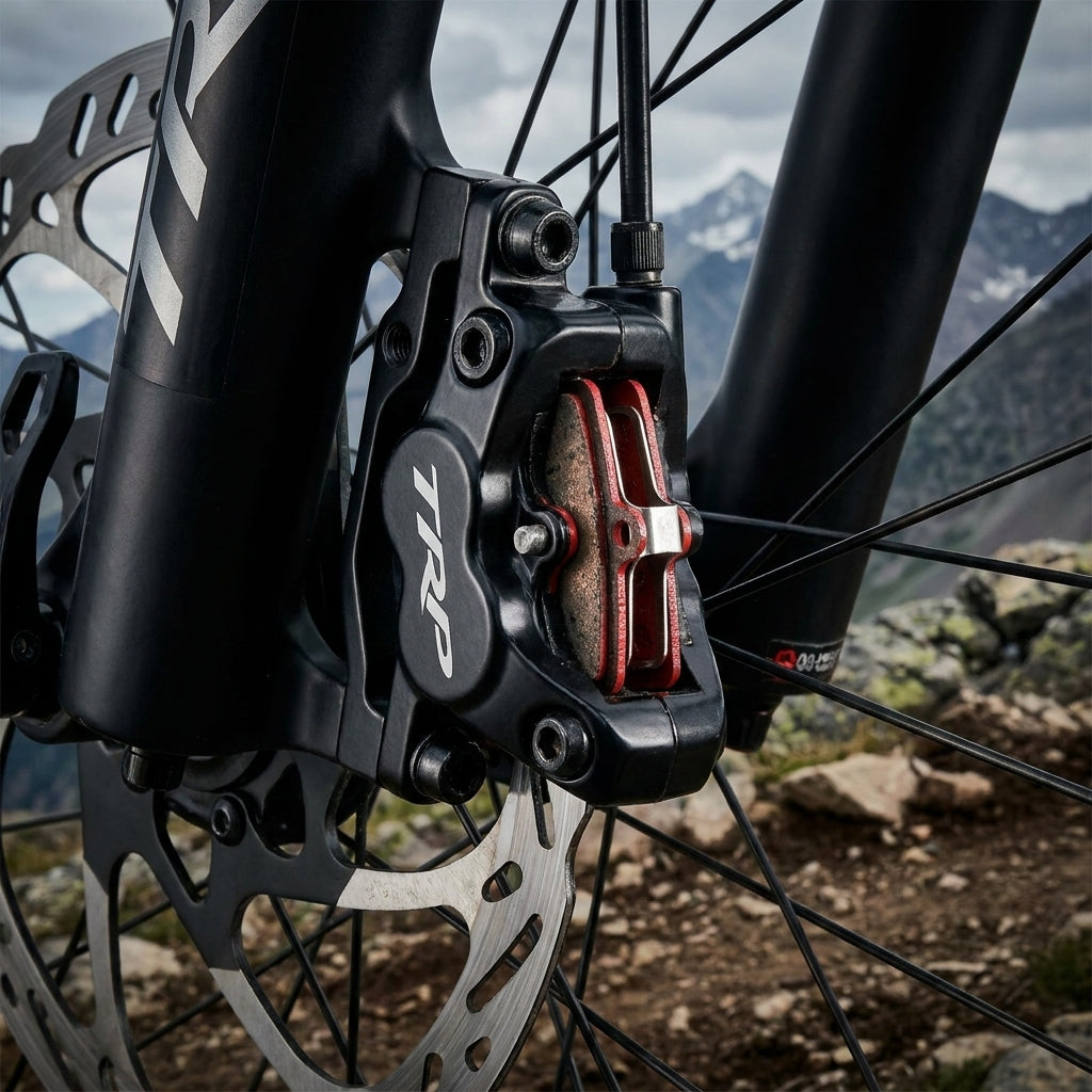 TRP Scheibenbremsbeläge in 4-Kolben-Bremse am Mountainbike, passend für DHR EVO, G-Spec DH-R, Quadiem.