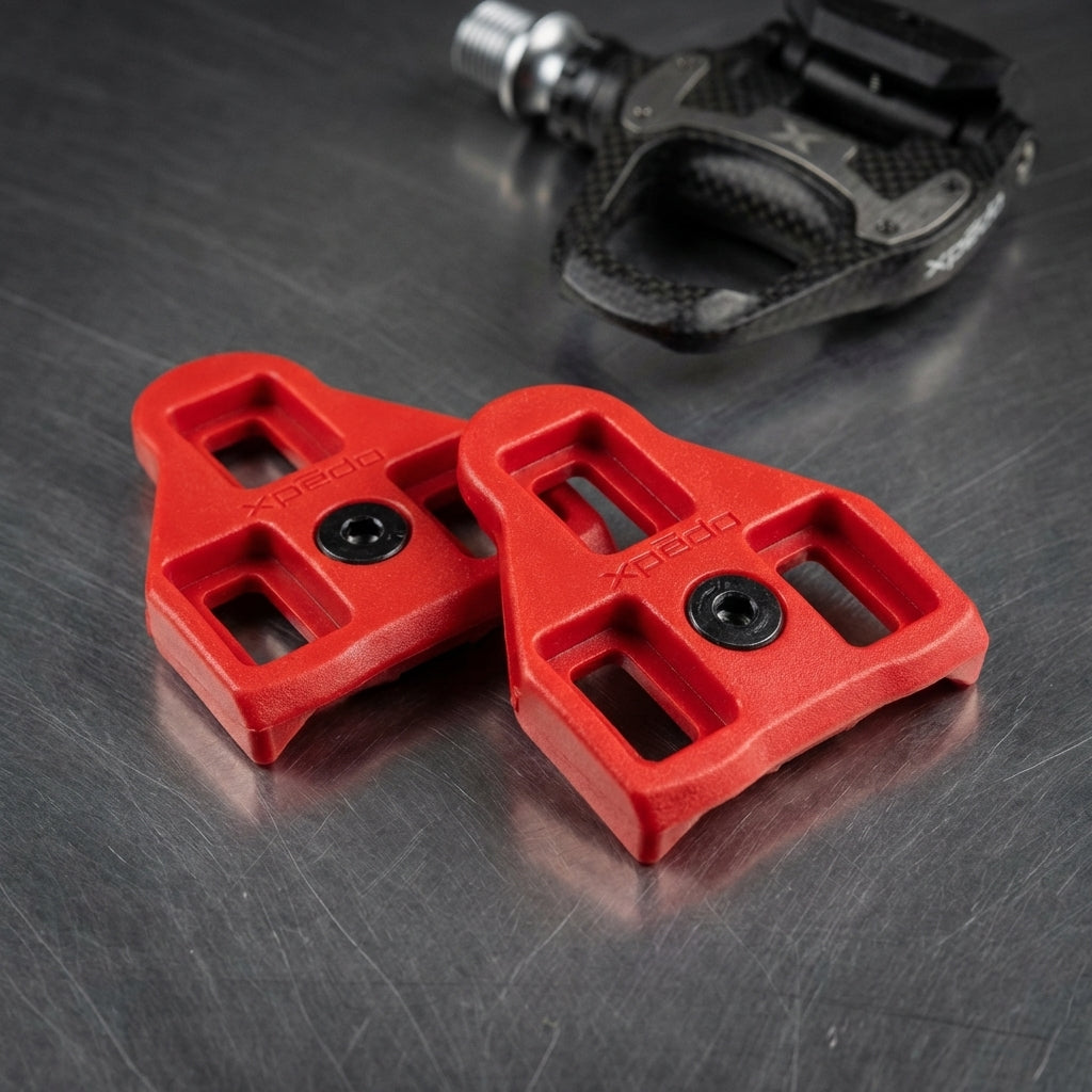 Xpedo rote Ersatzcleats Look Delta kompatibel 9° für Rennradpedale.