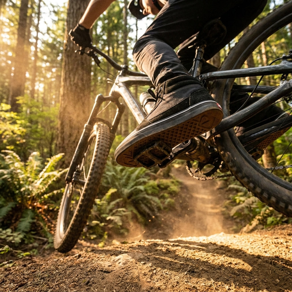 Leatt Shoe 1.0 Flat Hi-Top, schwarz, Gr. 42. Robuster Mountainbike-Schuh mit Flat-Pedal-Grip und Knöchelschutz. Ideal für Trail.