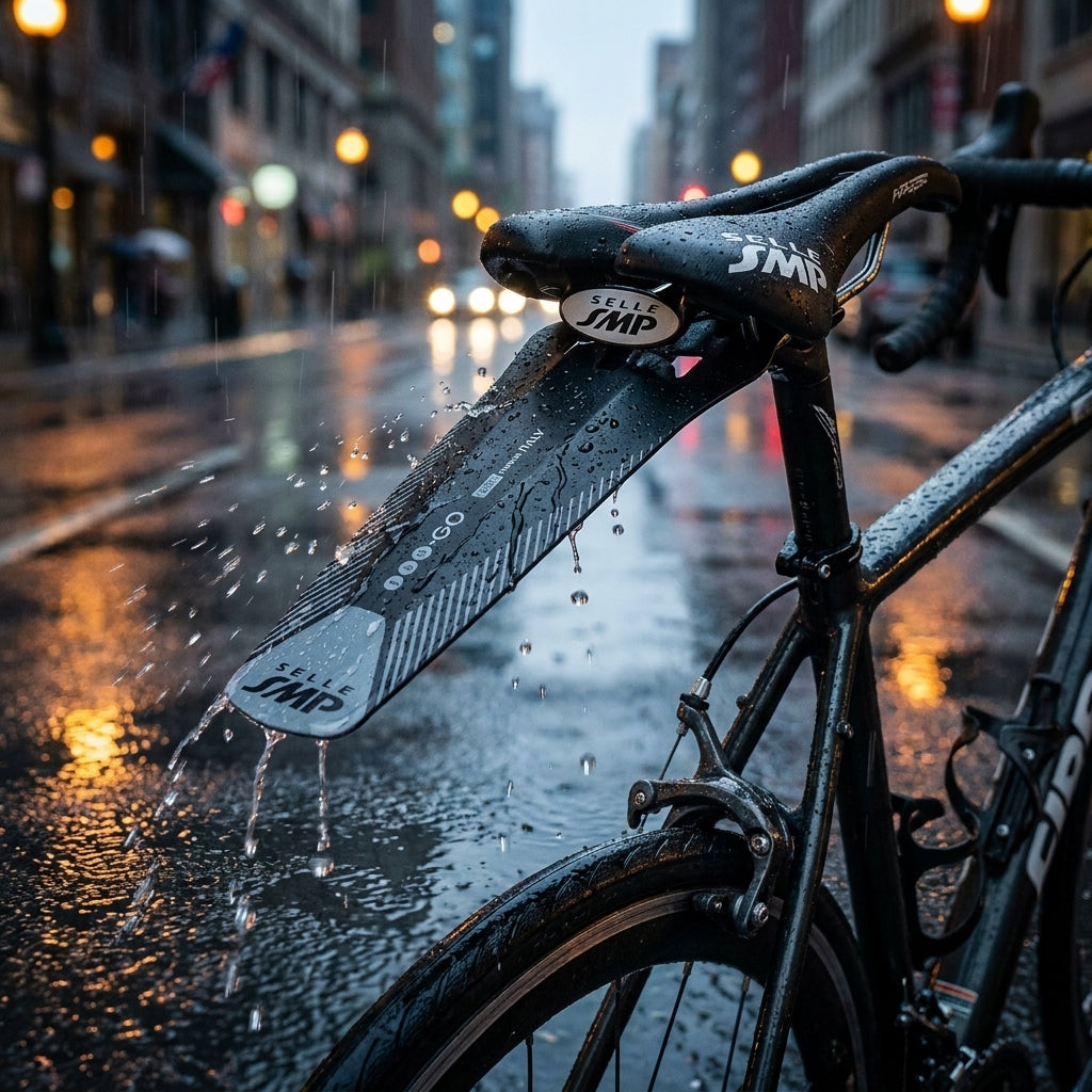 Selle SMP HR Spritzschutz Fan-Go schwarz, leicht, werkzeuglose Montage, schützt vor Spritzwasser. Ideal für Selle SMP Sättel.