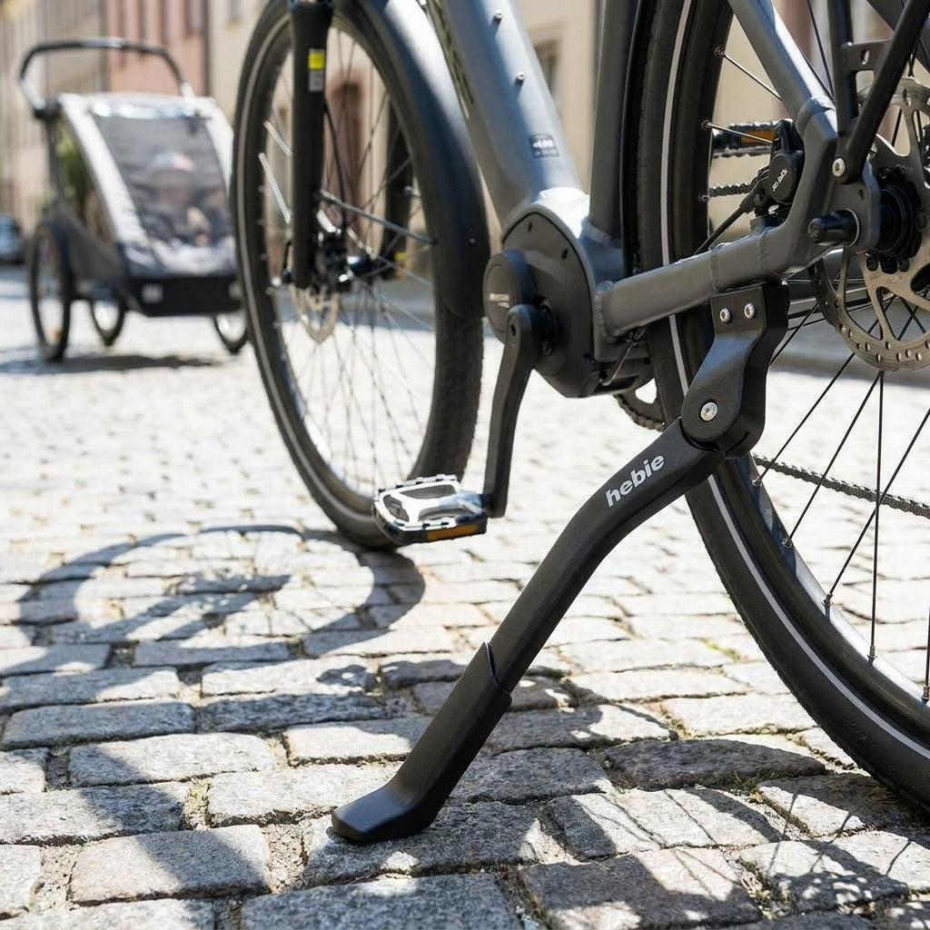 Hebie FIX 18 T Hinterbauständer für 26-28 Zoll Fahrräder. KSA 18 Rahmenbefestigung, schwarz, längenverstellbar, stabil.