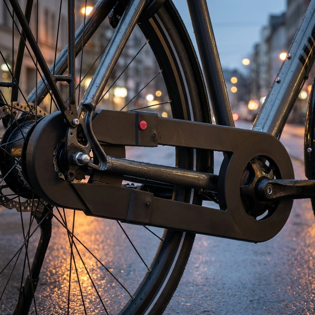 Hebie CHAINGLIDER Heckteil Speedhub 15-17 Zähne schwarz. Sauberer, leiser Kettenschutz für Rohloff Naben. Wartungsarm.
