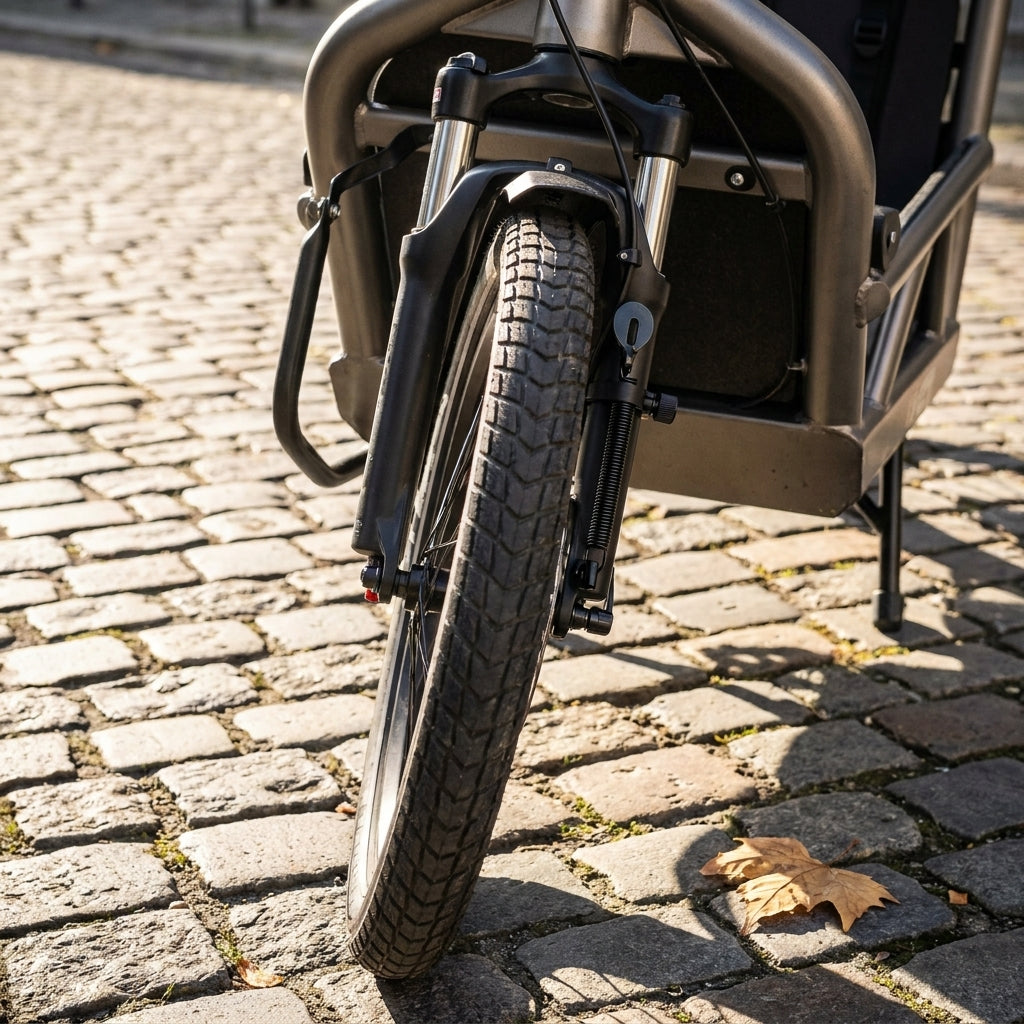 XLC Lenkungsdämpfer KS-X03 an Federgabel. Stabilisiert Fahrradlenkung bei Wind, Lasten, unebenem Gelände. Sicherer Stand.