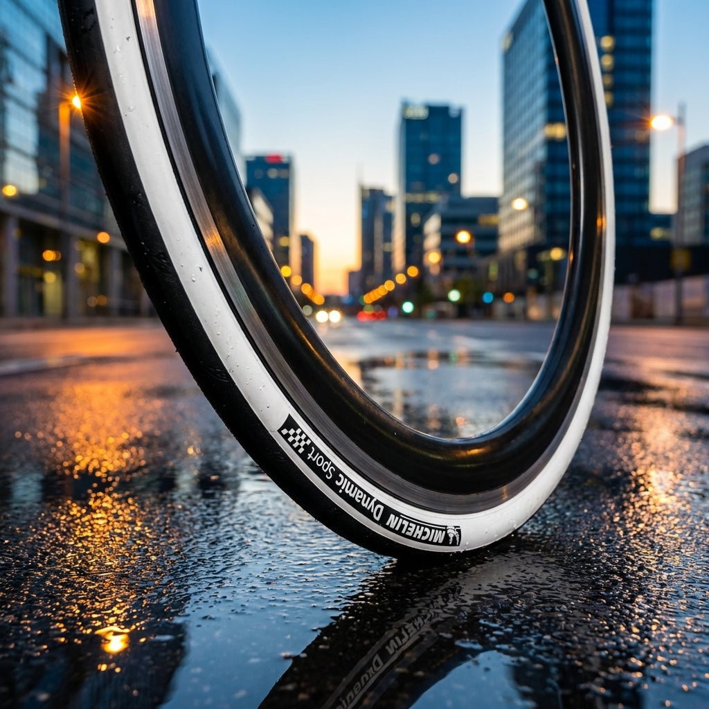 Michelin Dynamic Sport Fahrradreifen in Weiß 28 Zoll 700x28C für Rennräder und Urban Bikes auf Asphalt.