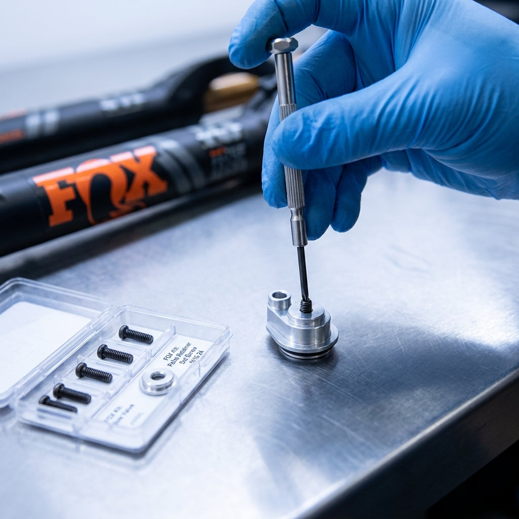 FOX Kit Air Valve Pellet Retainer Set Screw 5/16-24. Präzise Wartung für FOX Federgabeln. Jetzt bei fahrradteiole.com.