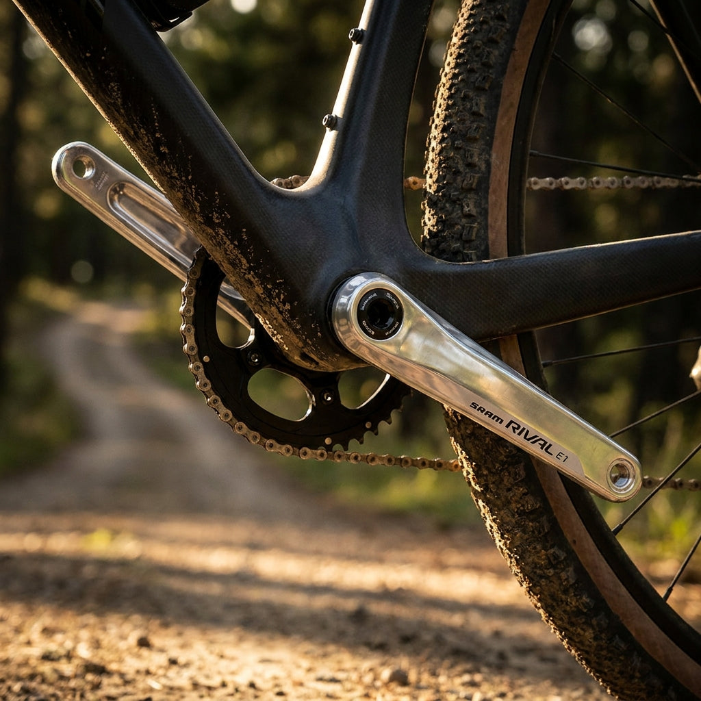 SRAM Quarq Rival E1 Kurbelgarnitur 165 mm 46-33T. Präzise Leistungsmessung für Rennrad und Gravel Training.