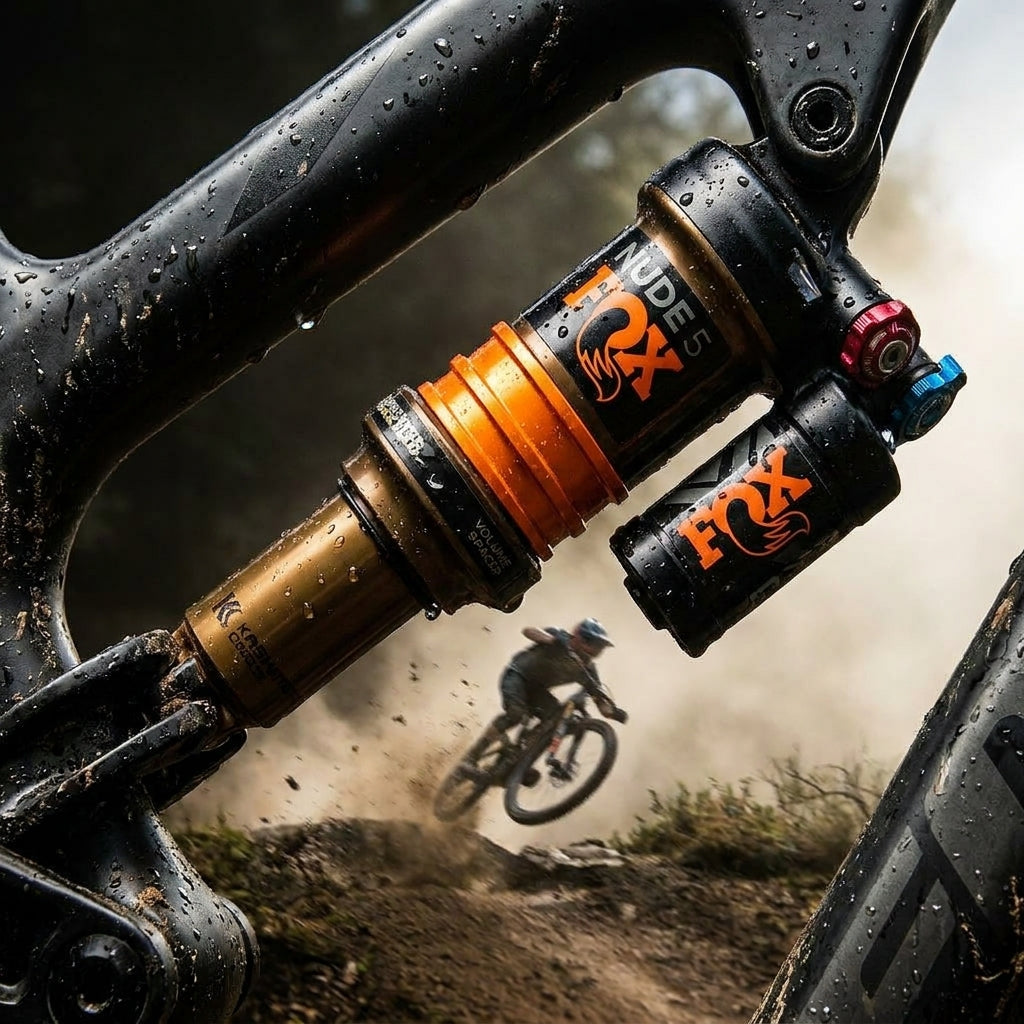 FOX Volume Spacer Nude 5 T/TR Eyelet Chamber 0.3in³ Orange für optimierte Mountainbike Fahrwerksabstimmung.
