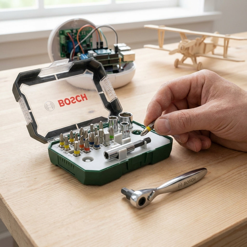 Bosch 26-tlg. Mini Schrauberbit- und Ratschen-Set: Vielseitiges, kompaktes Werkzeug für alle Schraubarbeiten und Montageaufgaben.