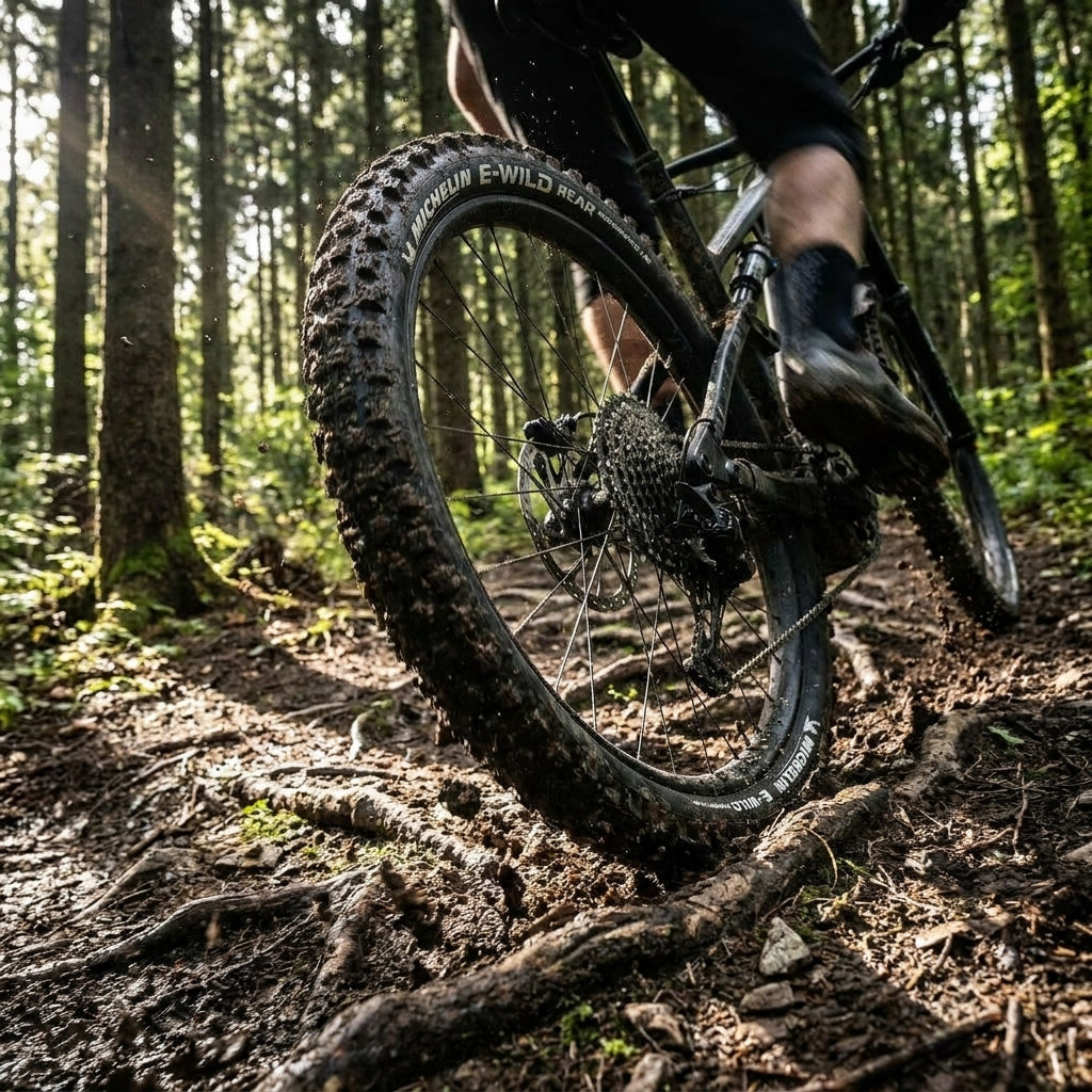 Michelin E-WILD REAR E-MTB Faltreifen 65-584. Maximaler Grip und Pannenschutz für anspruchsvolle Trails. Performance Hinterreifen.