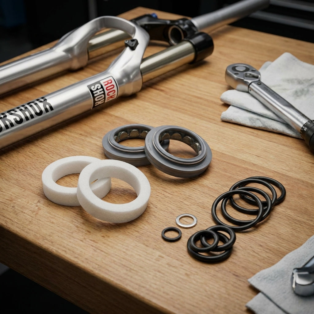 RockShox Servicekit Basic Revelation Dual Position Air 2012-2013: Staubdichtungen, Schaumringe, Quetschdichtungen, O-Ringe.