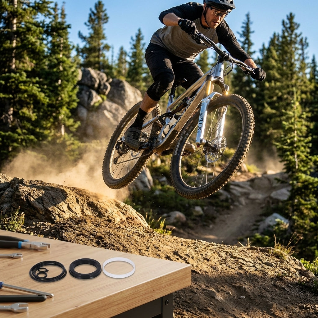 SR Suntour Air Seal Kit RUX38 für Federgabel Wartung. Für optimale Mountainbike Performance und Zuverlässigkeit.
