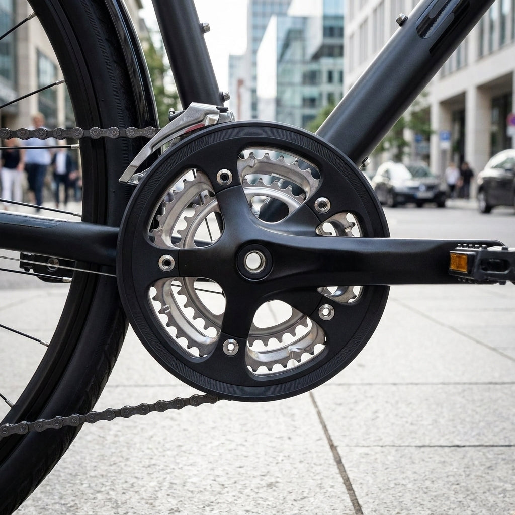 SHIMANO Kettenschutzring FC-S501, 42 Zähne, schwarz. Schützt Kette und Kleidung an City-, Trekking- & Urban-Bikes zuverlässig.