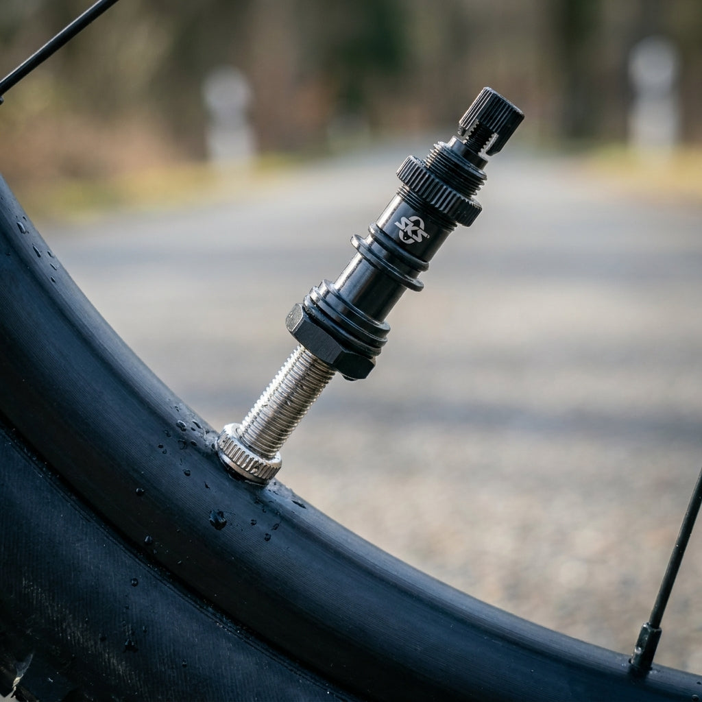 SKS AIRSPY Adapter Set SV am Fahrradreifen. Aluminium-Adapter für Sclaverand-Ventile & SKS Luftdrucksensor.