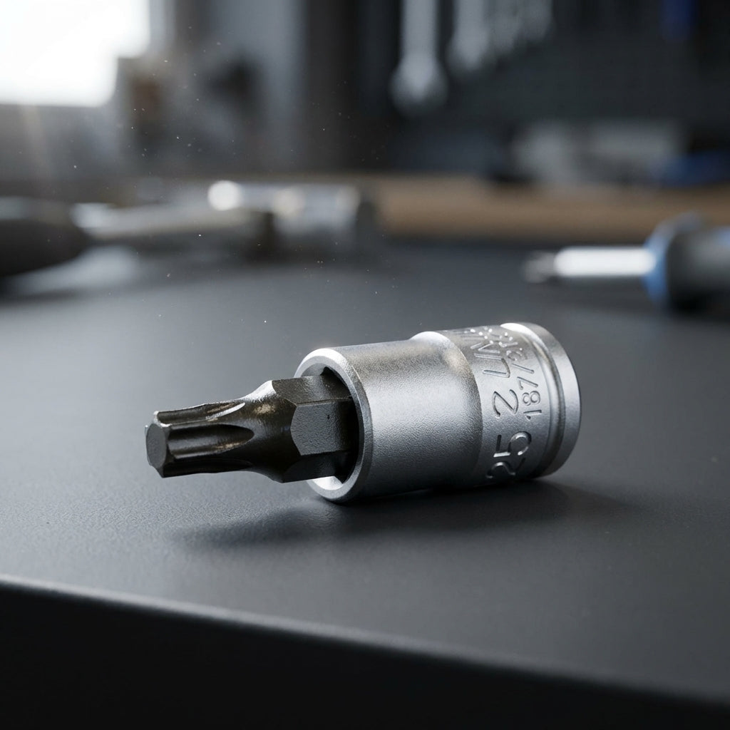 Unior Schraubendrehereinsatz 1/4" mit TX-Profil 27 (187/2TX) auf dunkler Fläche.