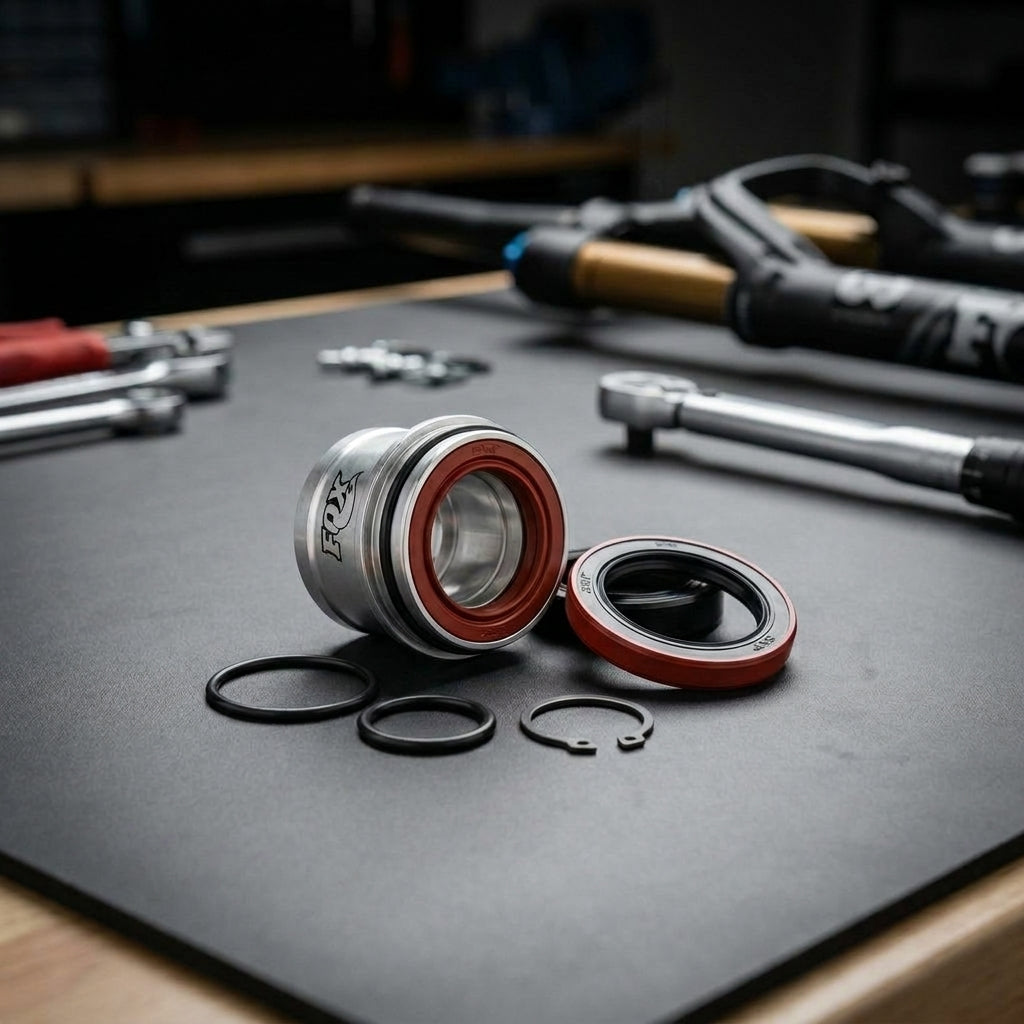 FOX Service Set Sealhead Assembly 10mm SKF für Dämpfer Wartung. Originalkit für sensibles Ansprechverhalten und lange Lebensdauer.