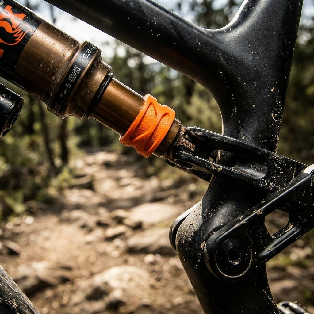 FOX Volume Spacer 2022 Nude 5 Orange für Mountainbike Fahrwerksabstimmung. Optimiert Federung, reduziert Durchschläge, mehr Kontrolle.