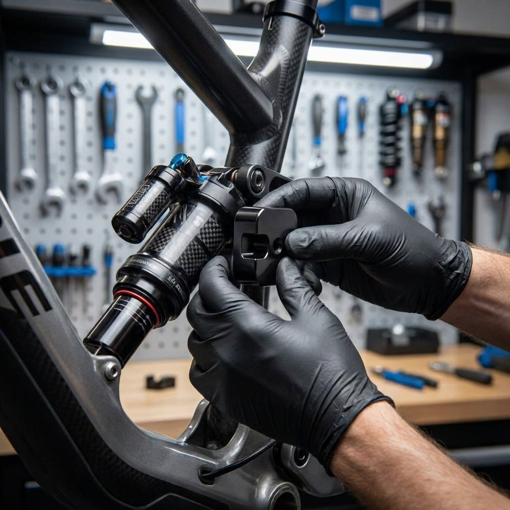 RockShox Clamp Adapters Werkzeug für Federbein Wartung. Präzise Verbindung von hinteren Stoßdämpfern an Fahrradklemmen.