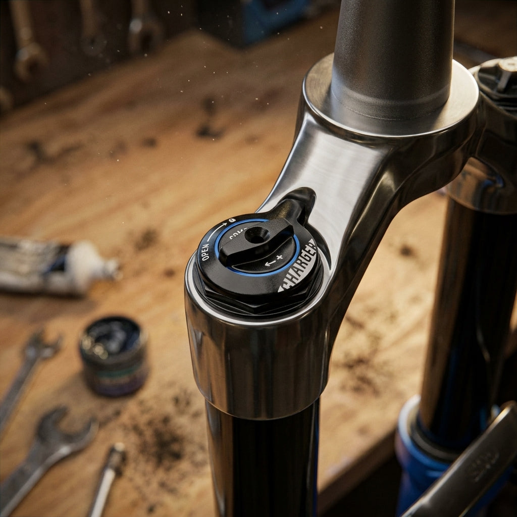 RockShox SID RLC Druckstufen-Dämpfer Knob Kit auf Federgabel.