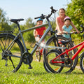 FollowMe Befestigungsset Unterrohr: Kinderrad wird von Erwachsenenrad gezogen.