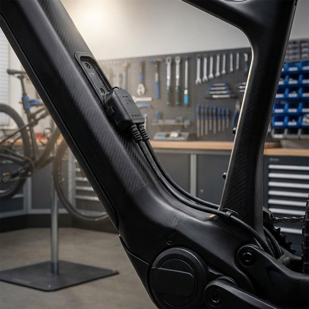 Bosch PowerMore Kabel 100mm mit abgewandter Kabelführung für E-Bikes zur stabilen Stromübertragung.