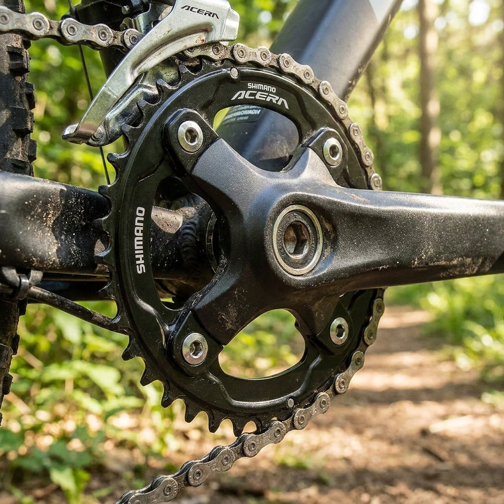 SHIMANO ACERA Kettenblatt FC-M361 32 Zähne am Mountainbike-Antrieb für präzise Schaltperformance.