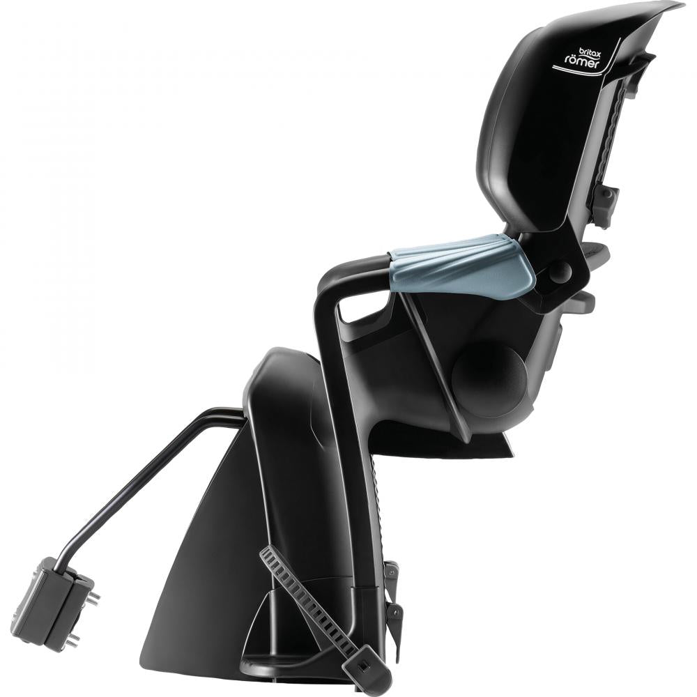Britax Römer Jockey Pro Fahrrad-Kindersitz - Rahmenmontage 26-28 Zoll, 9-22 Kilogramm, verstellbare Rückenlehne Kopfstütze Fußstützen, Carbon Black Harbor Blue