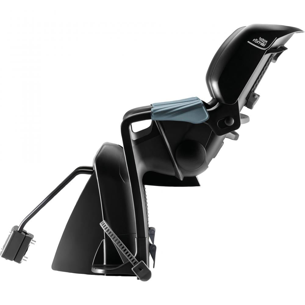 Britax Römer Jockey Pro Fahrrad-Kindersitz - Rahmenmontage 26-28 Zoll, 9-22 Kilogramm, verstellbare Rückenlehne Kopfstütze Fußstützen, Carbon Black Harbor Blue