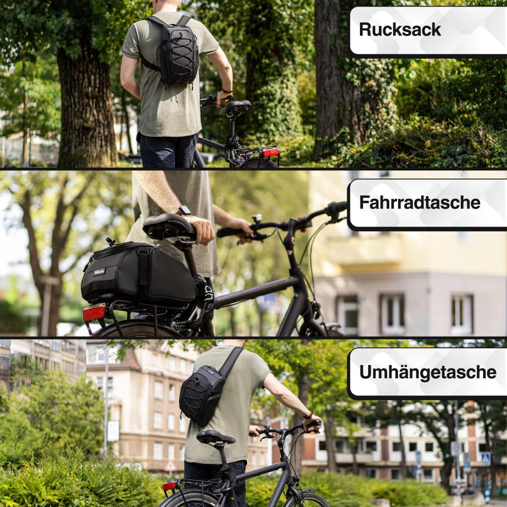 Valkental Gepäckträgertasche Trunk Bag schwarz mit Kühlung und Rucksackfunktion