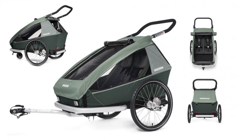 Croozer Kid Vaaya 2, Jungle green Zweisitzer mit AirPad® Federung und integriertem Sensorlicht