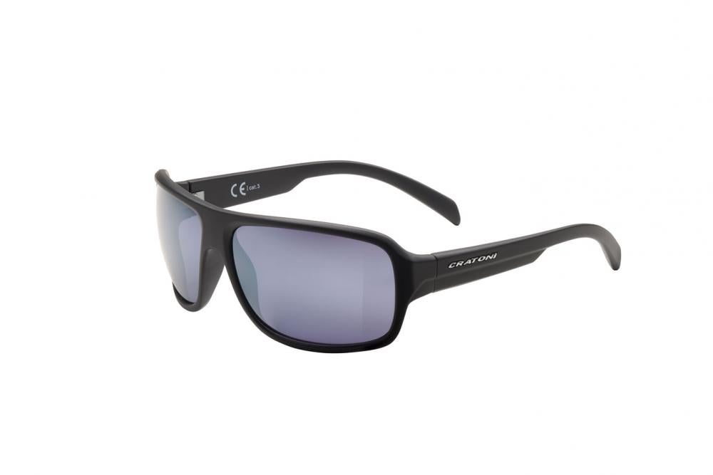 Cratoni Sportbrille C-Ice COLOR+ Lifestyle black matt - grey-blue w/ silver mirror Größe UNI