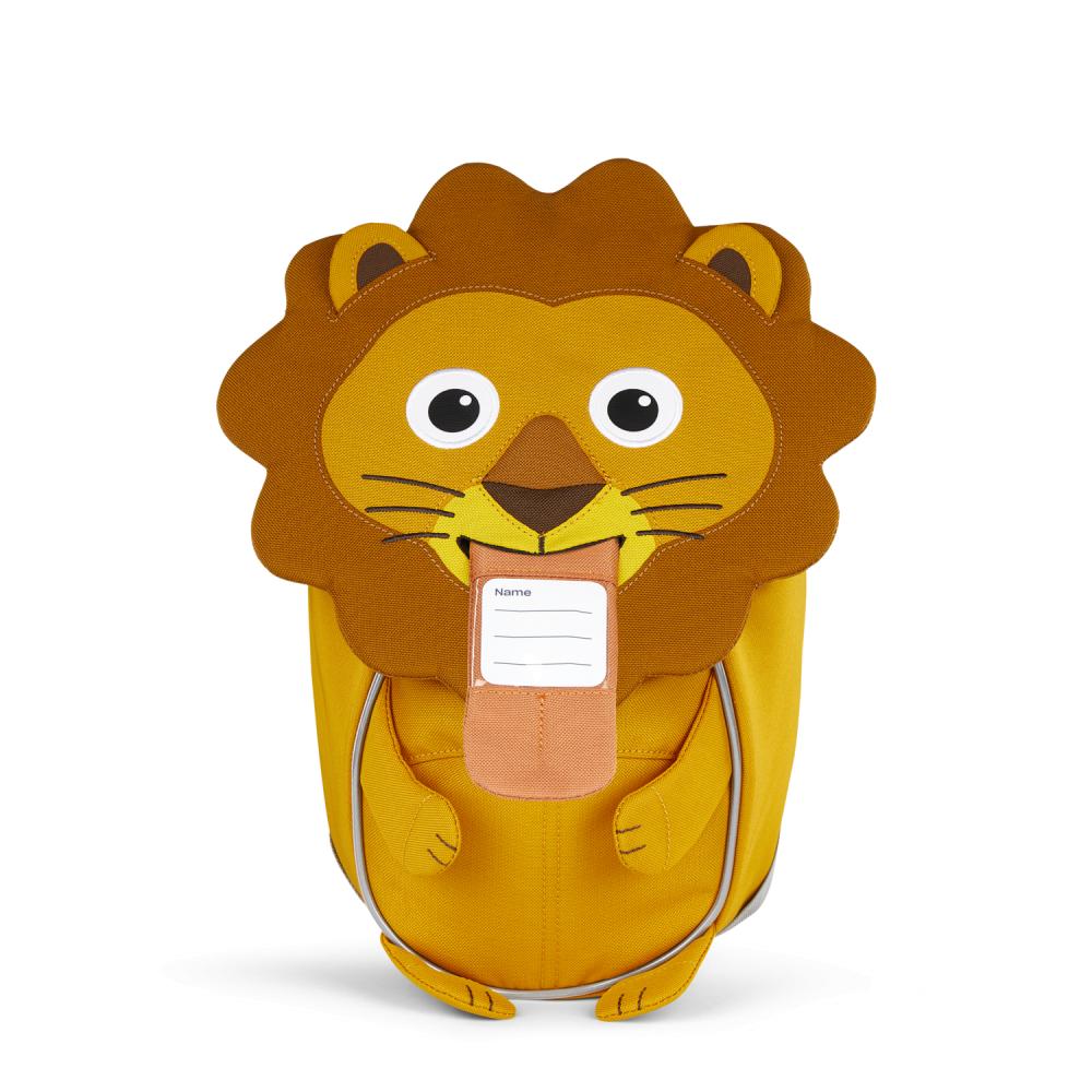 Affenzahn Kleiner Freund Löwe Kinderrucksack 4L Volumen, 220g, für Kinder ab 1 Jahr, nachhaltig aus recyceltem PET, reflektierende Details, personalisierbare Ziehzunge