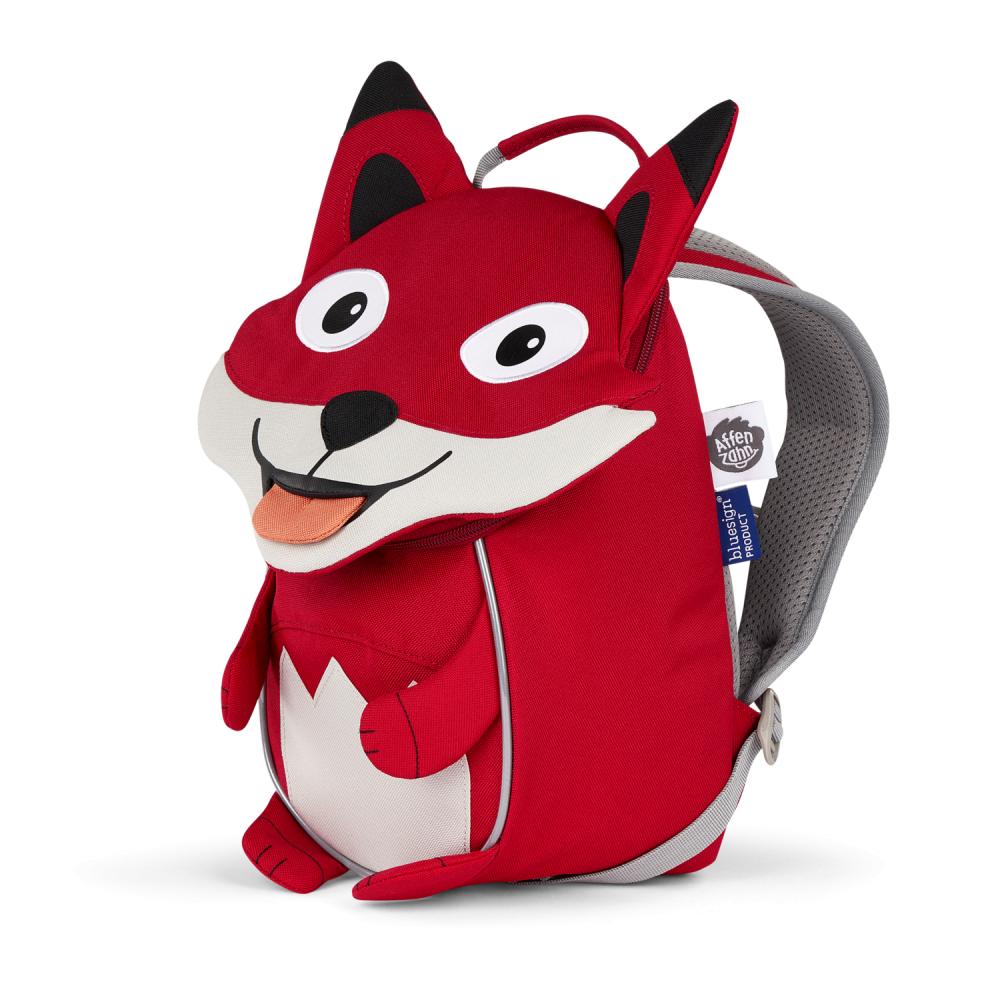 Affenzahn Kleiner Freund Fuchs Kindergartenrucksack, 4 Liter, für Kinder, reflektierende Elemente, verstellbarer Brustgurt, herausziehbare Zunge mit Namensschild