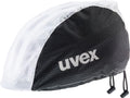Uvex Rain Cap Bike Helmüberzug wind- & wasserabweisend, reflektierende Elemente, elastischer Gummizug, leicht, Größe L/XL, Farbe Schwarz-Weiß